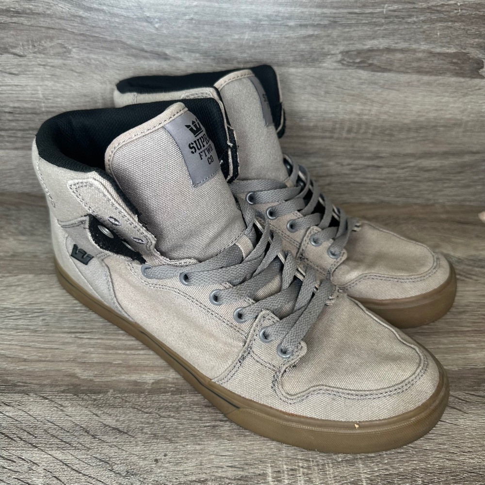 Supra Vaider Shoes Mens 11.5 Storm Grey Gum Canvas High Top Sneakers S28238